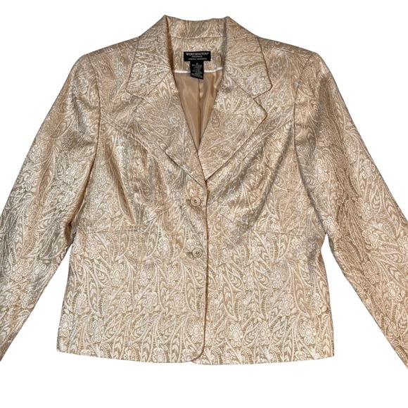 Worthington Jackets & Blazers - Gold‎ Brocade Paisley Blazer Size 12 Metallic Jacquard Evening Jacket